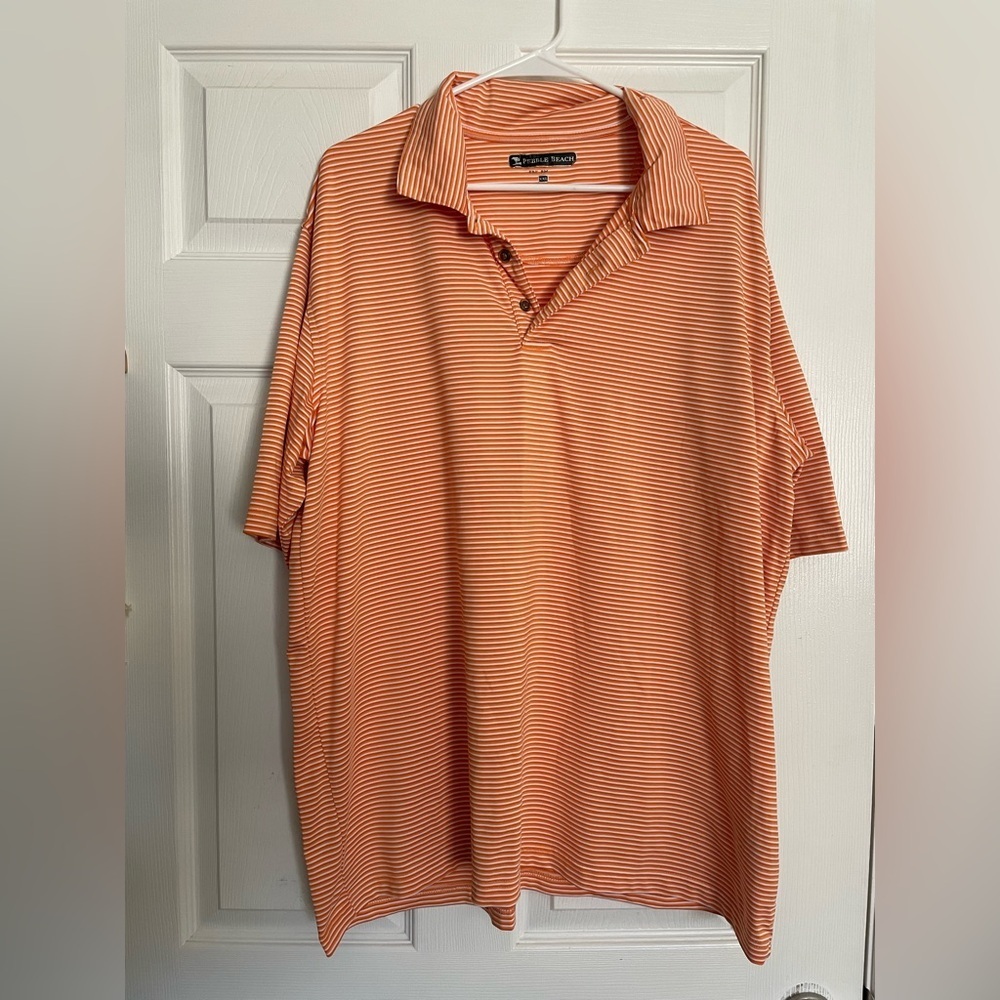 Pebble Beach Men’s XXL Orange and White Stripe Polo